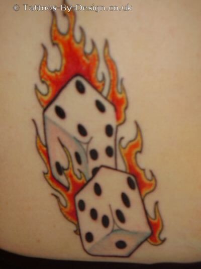 Dice Tattoo Ideas, Dice Tattoos, Dice Tattoo, Flame Tattoos, Fire Tattoo, Tattoo Graphic, Old School Tattoo Designs, Gambling Tattoo, Pin Up Tattoos