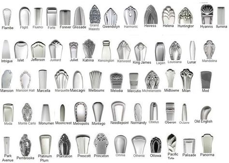 Oneida Discontinued Stainless Flatware Patterns | We carry over 600 patterns so grab a spoon and find your pattern! Vintage Silverware Patterns, Sterling Silver Flatware Pattern, Oneida Flatware, Sterling Silverware, Flatware Design, Antique Flatware, Modern Flatware, Flatware Patterns, Oneida Community