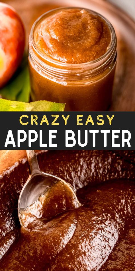 This Apple Butter Recipe is super easy and perfect for beginners! You only need one pot and a handful of basic ingredients to make this smooth, creamy, cinnamon spiced apple butter! Apple Cinnamon Butter Recipe, How Do You Make Apple Butter, Apple Desserts No Butter, Apple Butter Recipe With Apple Cider, Apple Butter Recipe Roaster Oven, Refrigerator Apple Butter, Quick Apple Butter Recipe, Homemade Apple Butter Stovetop, Apple Peanut Butter Recipes