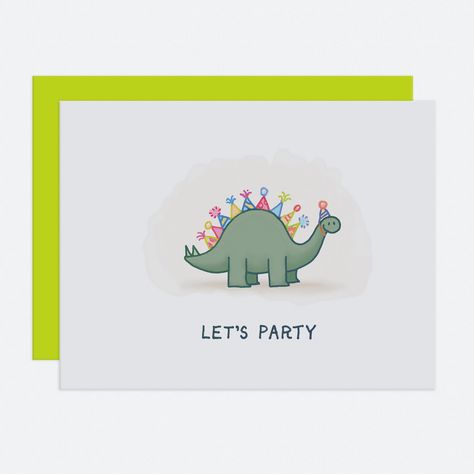 "You know the real reason dinosaurs became extinct? Because they knew how to party. And one time, they partied a little too hard. Show your birthday pal that you're ready to party with this adorable birthday card.  Front: Let's Party Inside: Blank All of our cards are printed on 70lb bright white 5.5\" x 4.25\" stock made with recycled materials. Each piece comes with one of our signature 60lb Electric Green self sealing envelopes and two Awcard Turtle sticker seals. How classy. Your card will ship in a sturdy 6\"x8\" self sealing cardboard mailer guaranteed to protect against bumps, nicks and raccoon attacks." Happy Birthday Mom Cards, Funny Birthday Cards Diy, Diy Birthday Card For Boyfriend, Pun Cards, Turtle Sticker, Best Friend Birthday Cards, Creative Birthday Cards, Dinosaur Cards, Watercolor Birthday Cards