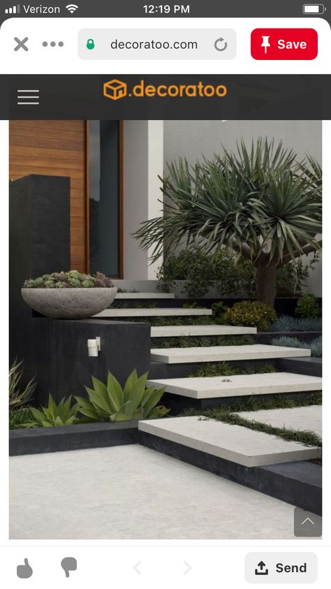 Cheap Landscaping Ideas For Front Yard, Floating Steps, Concrete Yard, Low Maintenance Landscaping Front Yard, Contemporary Landscape Design, Cheap Landscaping Ideas, Garden Stairs, Landscaping Inspiration, Exterior Stairs