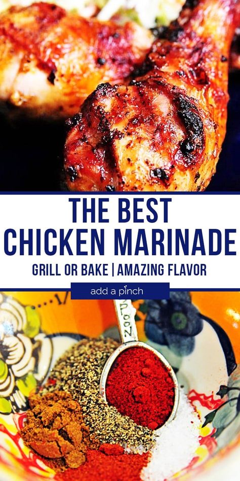 Best Chicken Marinade Recipe – An easy chicken marinade that comes together in minutes for the best grilled chicken or baked chicken you’ve ever tasted! //addapinch.com #chickenmarinade #marinade #grilledchicken #bakedchicken #chicken #addapinch Spicy Glazed Chicken, Whole Chicken Marinade, Spicy Chicken Marinades, Grilled Chicken Marinade Recipes, Best Grilled Chicken Marinade, Chicken Breast Marinade Recipes, Glazed Chicken Thighs, Bbq Chicken Marinade, The Best Grilled Chicken