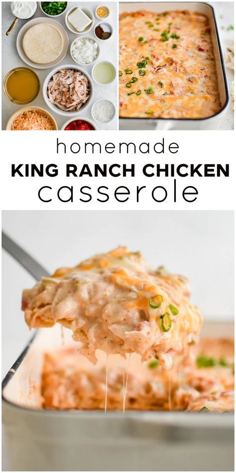 King Ranch Chicken Casserole is a classic Texas casserole and comfort food made with layers of chicken, tortillas, and melty cheese. A dinnertime favorite, this homemade version features a delicious made-from-scratch sauce with no canned condensed soups. Texas Casserole, Chicken Tortillas, King Ranch Casserole, Spaghetti Casserole Recipe, King Ranch Chicken Casserole, King Ranch Chicken, Baked Spaghetti Casserole, Wild Rice Casserole, Slow Cooker Casserole