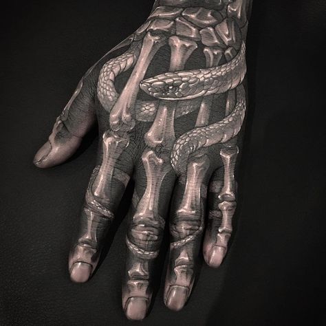 Hand Tattoos Cuz Y'all Wanna Ruin Your Future Marionette Tattoo, Fenrir Tattoo, Tato Maori, Side Hand Tattoos, Full Hand Tattoo, Tattoo Snake, Skull Hand Tattoo, Disney Sleeve, Bone Tattoos