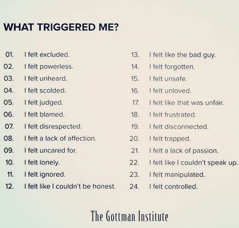 Gottman Institute list of triggers Writing Therapy, Journal Writing Prompts, Mental And Emotional Health, Self Care Activities, Healing Quotes, Coping Skills, Health Awareness, Mental Wellness, Infp