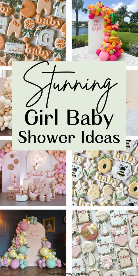 Planning a baby shower for a sweet baby girl? Check out these stunning baby shower ideas and themes for your girly baby shower. Baby Shower Themes For Baby Girl, Pearl Baby Shower Theme, Baby Shower Decor Ideas Girl, Simple Baby Girl Shower Ideas, Girl Babyshower Themes, Baby Shower Ideas April, September Baby Shower Ideas Girl, February Baby Shower Themes Girl, January Girl Baby Shower Ideas