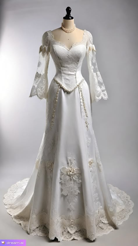 1940 Wedding Dress Vintage, Xiaohongshu Wedding Dress, Middle Age Wedding Dress, Regency Style Wedding Dress, Medieval Style Wedding Dress, Traditional Spanish Wedding Dress, Elegant Victorian Dresses, Victorian Era Wedding Dress, Tudor Wedding Dress