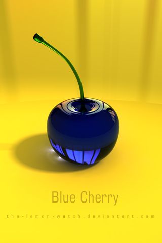 Blue Cherry iPhone Wallpaper by THE-LEMON-WATCH on DeviantArt 3d Wallpaper Iphone Cherry, Glass Cherries, Glass Apple, Cherry Pictures Fruit, Murano Glass Fruit, Blue Cherry, Behind Blue Eyes, Apple Logo Wallpaper Iphone, Blue Fruits