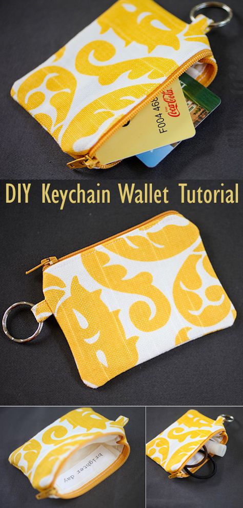 DIY Keychain Wallet: Sewing Tutorial Diy Keychain Wallet, Wallet Pattern Free, Diy Coin Purse, Couple Cards, Wallet Sewing Pattern, Sew Wallet, Wallet Tutorial, Pouch Diy, Sewing To Sell