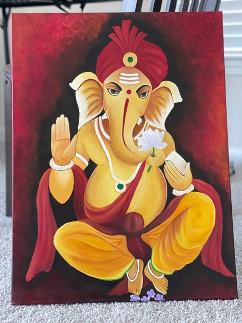 Ganpati Drawing Oil Pastels, Bappa Drawing, Rangoli Competition, Ganesh Painting, Ganesha Sketch, Ganesh Rangoli, Morden Art, Ganesha Drawing, Ganesh Art Paintings