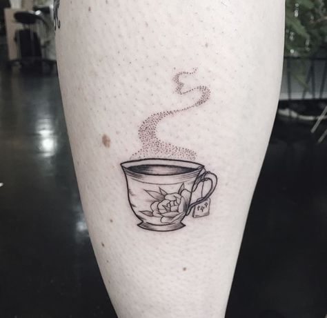 Small Tea Cup Tattoo, Teacup Tattoo Tiny, Teacups Tattoo, Tea Tattoo Ideas, Tattoo Spells, Cup Of Tea Tattoo, Tea Tattoos, Medicine Tattoo, Tea Cup Tattoo