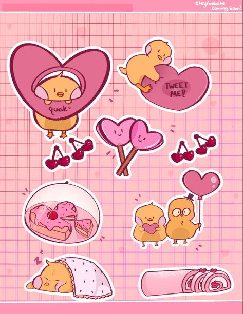 Valentines Stickers, Valentines Day Stickers, Day Stickers, Valentine Stickers, Cute Duck, Valentine's Day Diy, Mini Canvas, Cute Characters, Valentines Diy