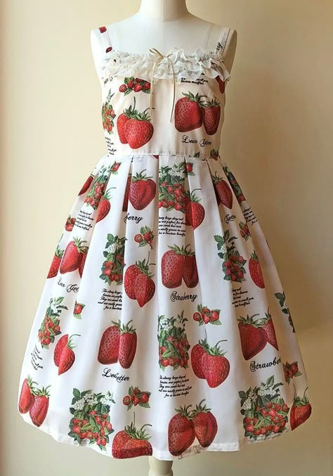 Pearl Outfits, Strawberry Skirt, Strawberry Fairy, Bad Clothes, Emma Kate, Strawberry Moon, Apple Dress, Strawberry Garden, Strawberry Dress