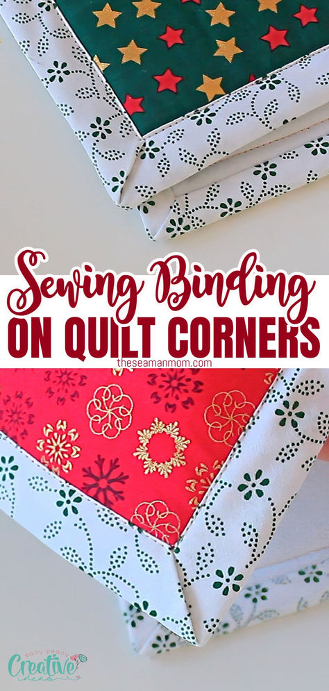 HOW TO SEW BINDING ON QUILT CORNERS Free Bag Patterns, Quilt Binding Tutorial, Quilt Corners, Free Sewing Projects, Sewing Binding, Binding Tutorial, Quilt Border, Quilt Binding, Quilting Rulers