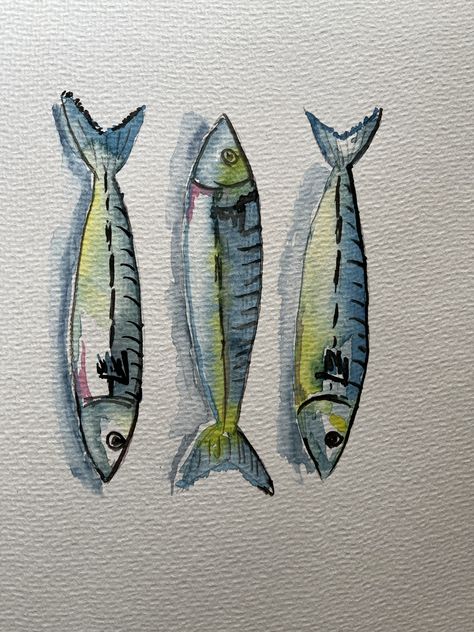 Laughing Art, Watercolour Art Inspiration, Watercolor Paintings Aesthetic, Watercolor Fish Painting, Watercolour Fish Paintings, Water Painting For Beginners, Fish Watercolor Painting, Watercolour Fish, Fish Watercolor