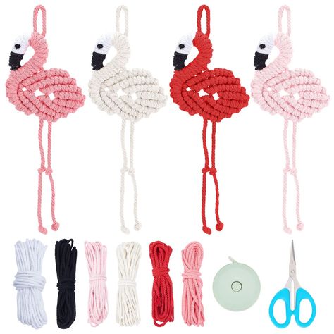 PRICES MAY VARY. Flamingo Macrame Kit: Package includes 6 colors of macrame cord and a tape measure. All the material are packed in a box, enough to make 4 flamingo charms. Lovely Flamingo Design: These flamingo charms will be a perfect accessory to bring a little boho flare to your purse, backpack, makeup bag, or key rings! Easy to Make: Instructions included. This adorable flamingo ornament is easy to make and suitable for macrame lovers and beginners. It doesn't take much time for you to get Flamingo Macrame, Beginner Macrame Projects, Macrame Keychain Diy, Boho Bag Charm, Beginner Macrame, Flamingo Ornament, Flamingo Design, Boho Keychain, Macrame Supplies