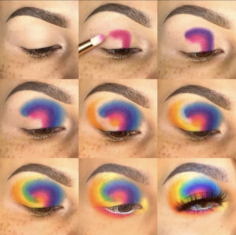 January Eyeshadow Looks, Easter Eyeshadow Looks, Groovy Makeup, Makeup Ideas Colorful, Derby Makeup, Eyeshadow Makeup Looks, Eyeshadow Art, Pride Ideas, Make Up Kits