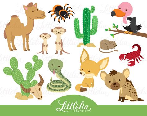 Desert Animals Illustration, Dessert Animals, Photo Kawaii, Cactus Clipart, Baby Poster, Shopping Clipart, Animal Templates, Desert Animals, Animal Habitats