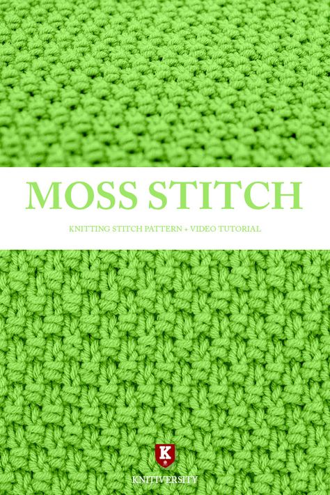 Moss Stitch Knitting Pattern Tutorial Moss Stitch Knitting Pattern, Knitted Moss Stitch, Knitting Moss Stitch, Double Seed Stitch Knitting, Double Moss Stitch Knitting, Moss Stitch Knitting, Seed Stitch Knitting, Moss Stitch Knit, Baby Mittens Knitting