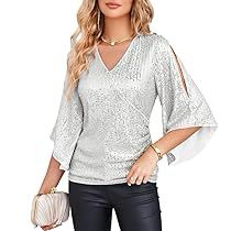 Sparkly Party, Party Blouse, Sparkly Top, Evening Tops, Elegant Shirt, Dressy Tops, Sequin Top, Evening Party, Plus Size Tops