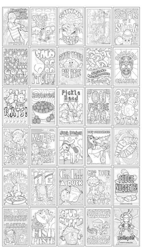 Clean Cuss Words Coloring Pages Cuss Word Coloring Pages, Words Coloring Pages, Disney Adult Coloring Books, Curse Word Coloring Book, Word Coloring Pages, Anime English, Illustration For Kids, Page Illustration, Fudge Bars