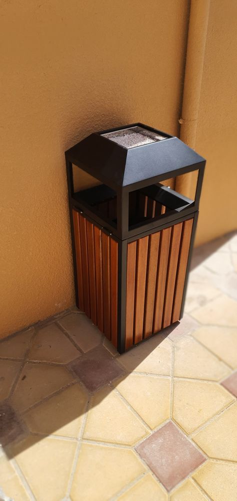 Wooden 60 Liters Outdoor Ashtray Trash Can - Square Portable Gas Stove, Outdoor Ashtray, Mastercard Credit Card, Dangerous Goods, Kitchen Color, Trash Bins, Gas Stove, Types Of Metal, Trash Can