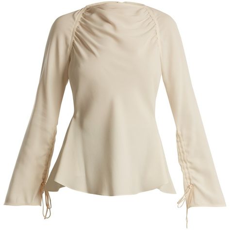 Marni Boat-neck satin-back crepe blouse ($1,150) ❤ liked on Polyvore featuring tops, blouses, ivory, satin blouse, slash neck top, marni blouse, boatneck blouse and crepe blouse Boatneck Blouse, Boat Neck Blouse, Top Satin, Crepe Blouse, Crepe Top, Drawstring Top, Boat Neck Tops, Bateau Neck, Bateau Neckline