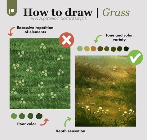 Grass Tutorial, Art Advice, Digital Art Beginner, Digital Painting Tutorials, Art Tutorials Drawing, Digital Art Tutorial, Sketchbook Art Inspiration, Painting Tips, Every Month