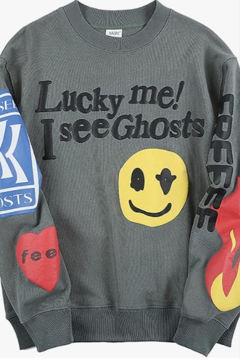 NAGRI Kanye Lucky me I See Ghosts Sudadera sin Capucha Hombre I See Ghosts Sweatshirt, Lucky Me I See Ghosts, I See Ghosts, Hip Hop Street Style, Hip Hop Print, Letter Hoodie, Lucky Me, Basic Hoodie, Style Hip Hop