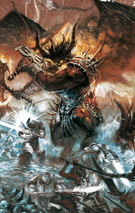 Daemons vs. Grey Knights - Warhammer 40,000 Chaos Daemons, Grey Knights, Warhammer 40k Art, Warhammer 30k, Warhammer Art, Warhammer 40k Artwork, Knight Art, Warhammer Fantasy, Warhammer 40000