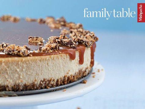 Toffee Crunch Caramel Cheesecake | Recipes | Kosher.com Toffee Cheesecake Recipes, Toffee Crunch Cheesecake, Easy Caramel Cheesecake, Caramel Toffee Crunch Cheesecake, Cheesecake Coffee Cake, Hazelnut Crunch, Ultimate Cheesecake, Toffee Cheesecake, Caramel Cheesecake Recipes