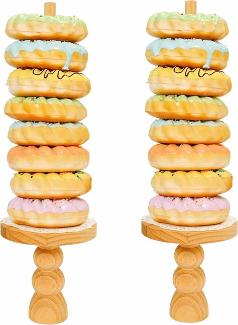 Farmhouse Donut Stand Holder Doughnut Bagel Display 2PCS Reusable Rustic Wood Donut Holder for Bridal Showers,Wedding Birthday Parties, Party Decorations Supplies Dessert Table… Donut Stand, Grad Parties, Dessert Table, Rustic Wood, Donuts, Birthday Decorations, Birthday Parties, Bridal Shower, Party Decorations