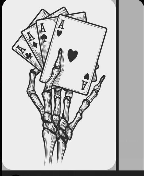 Hand Holding Card, Skeleton Hands Drawing, Playing Card Tattoos, Ace Tattoo, Skeleton Drawings, Ace Card, Skeleton Tattoos, Skeleton Hand Tattoo, Cool Small Tattoos