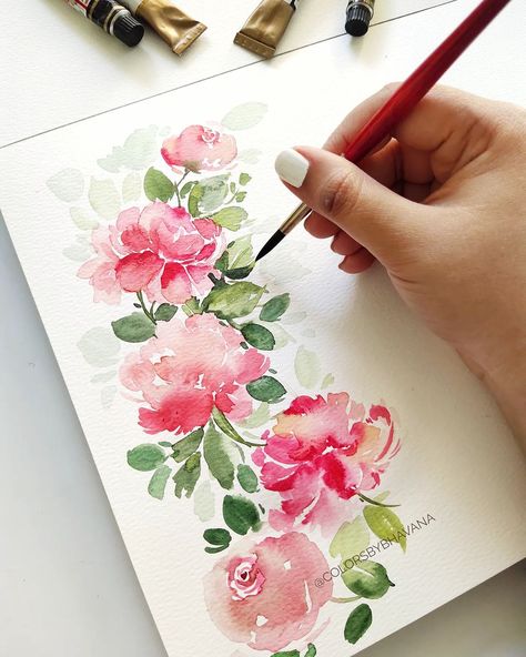 Bhavana Deka (@colorsbybhavana) posted on Instagram • Feb 10, 2022 at 4:42am UTC Watercolor Flower Wreath, Loose Watercolor Flowers, Watercolor Blog, Art Hobby, Watercolor Flowers Tutorial, Peony Painting, Sketchbook Illustration, Watercolor Peonies, Flowers Paintings