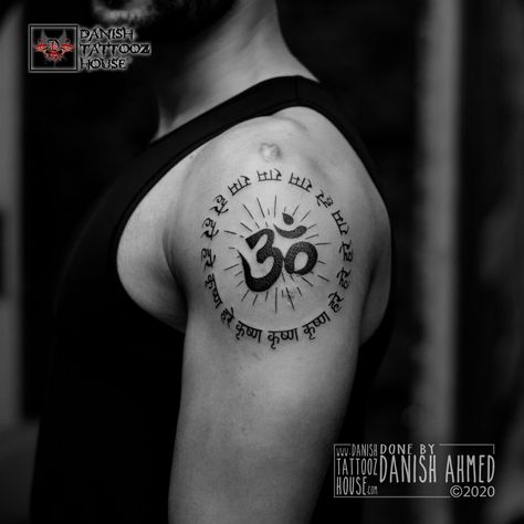 Hindu Gods Tattoo For Men, Ram Krishna Tattoo, Hindu Tattoos Sanskrit, Radha Krishna Tattoo On Hand, Om Tattoo Design Men, Om Tattoo Men, Hare Krishna Tattoo, Eastern Tattoos, Hindu God Tattoo