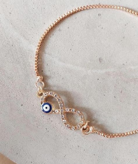 Infinity Evil Eye Bracelet, Infinity Bracelet With Names, Trendy Adjustable Infinity Bracelet, Hypoallergenic Infinity Bracelet For Gift, Gold Infinity Bracelets With Adjustable Fit, Pretty Jewellery, Infinity Bracelet, Bracelet, On Instagram