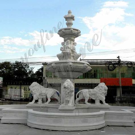 Big Fountain, Lion Fountain, Fountain Statue, Large Outdoor Fountains, Marble Fountain, Statue Fountain, Garden Water Fountains, Exquisite Gardens, Tiered Garden