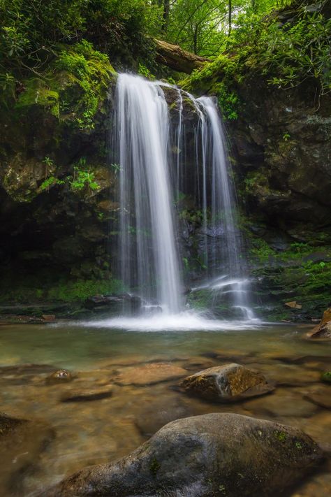 Best Waterfall Hikes In The Smoky Mountain Range Grotto Falls, State Of Tennessee, Waterfall Hikes, Appalachian Mountains, East Tennessee, Smoky Mountain, Great Smoky Mountains, Day For Night, Mountain Range