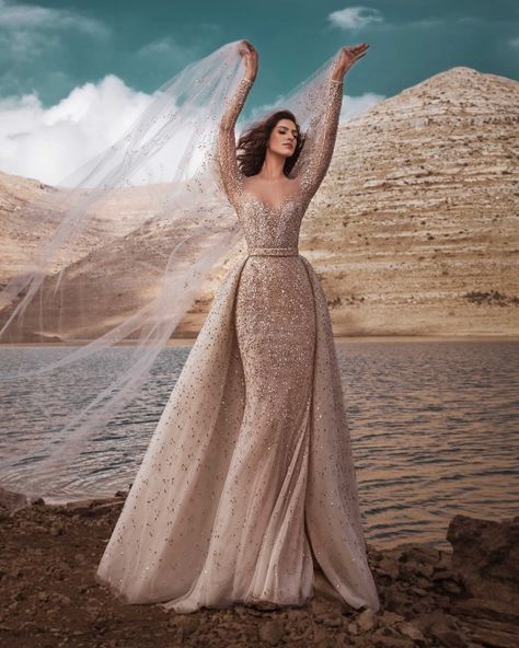 Zuhair Murad Bridal #zuhairmurad #fashion #moda #dress #vestido #gown #weddingdress #whitedress #bride #bridal #vestidodenoiva #vestidobranco #whitegown Zuhair Murad Bridal, Golden Gown, Golden Dress, Most Beautiful Wedding Dresses, Fancy Wedding Dresses, Dream Wedding Ideas Dresses, Evening Dresses For Weddings, Engagement Dresses, Zuhair Murad