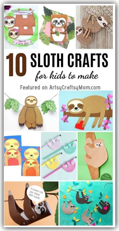 Have fun with the adorable sloth by making these super cute sloth crafts for kids! Just in time for International Sloth Day on 20th October! Sloth Crafts, Easy Kids Crafts, Mummy Crafts, Sloth Birthday, Red Ted Art, Crochet Sloth, Monster Craft, Spider Crafts, Sloth Art