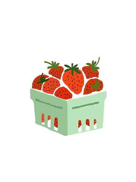 strawberries by and3384 | Redbubble Strawberry Illustration Cute, Strawberry Outline, Basket Strawberries, Berry Drawing, Strawberries Illustration, Strawberry Room, Iphone Board, Bush Drawing, Strawberry Prints