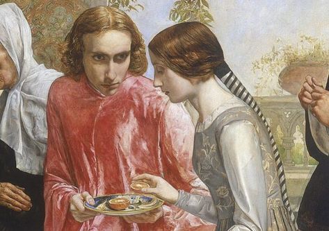 The love of Lorenzo and Isabella. "Isabella", found in Liverpool, England's Walker Art Gallery. Liverpool Cathedral, Everett Millais, Pre Raphaelite Paintings, Pre Raphaelite Brotherhood, Dante Gabriel Rossetti, John Everett Millais, John William Waterhouse, Walker Art, Pre Raphaelite