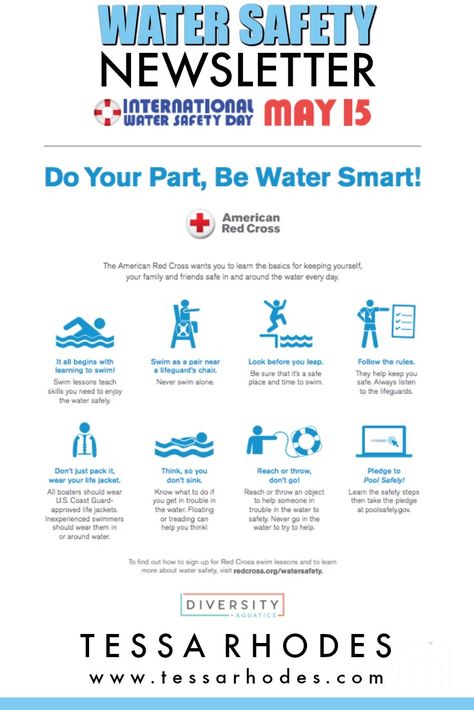 INTERNATIONAL WATER SAFETY DAY MAY 15! International water safety day is a global team effort to bring as much awareness of the statistics of drowning to the general population. And to educate children and adults on how to be safe in, on and around water. CLICK THROUGH to get involved and read about Maurice LaMarche's (voice of the Brain from Pinky and the Brain) near drowning experience. (water safety day 2018) Swimming Safety, Water Polo Players, Swim Practice, Empowering Parents, Swim Coach, Pool Activities, Swim School, Boat Safety, Pool Safety