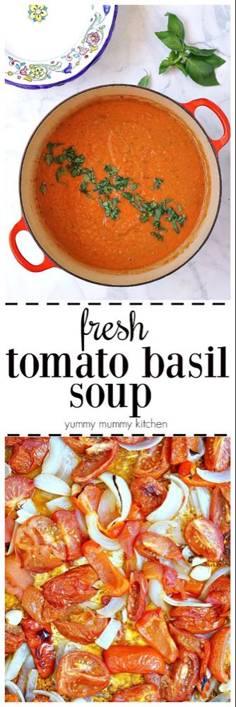 Fresh Tomato Basil Soup, Tomato Soup With Fresh Tomatoes, Tomato Soup From Scratch, Soup Creamy, Tomato Soup Homemade, Basil Soup, Creamy Tomato Soup, Tomato Basil Soup, Soup And Stew