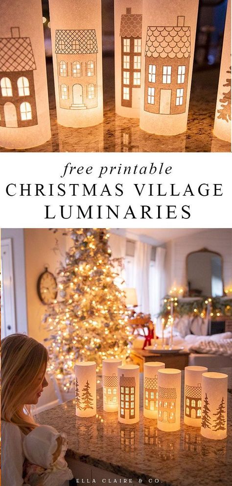 Printable Christmas Village, Paper Christmas Decor, Diy Christmas Village, Christmas Crafts For Adults, Computer Paper, 12 December, Holiday Printables, Free Christmas Printables, Paper Christmas