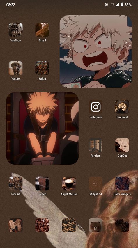 Bakugo Themed Phone, Naruto Wallpaper Iphone, App Anime, Glitch Wallpaper, Iphone Wallpaper Ios, Collage Phone Case, Iphone Organization, Iphone App Layout, Phone Theme