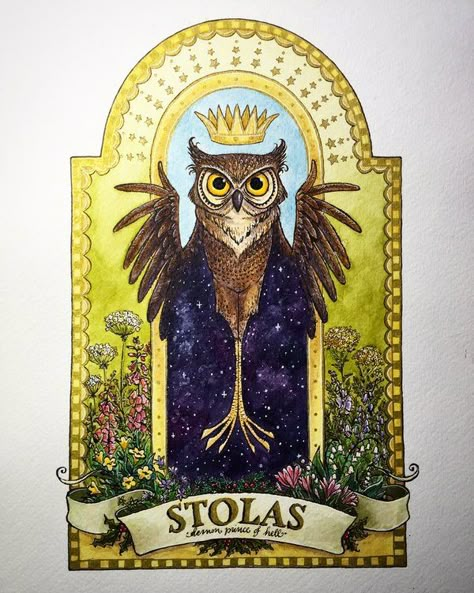 stolas3 Prince Stolas, Witchcraft Tattoos, Ars Goetia, Witchy House, Witch Powers, Elbow Tattoo, Witch Design, Occult Art, Unusual Art