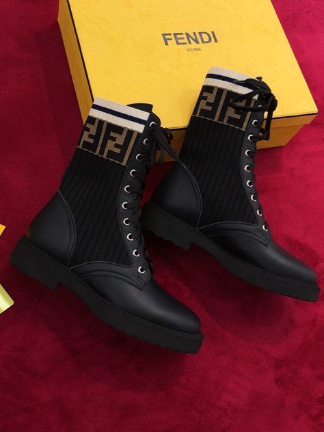 Okify Fendi Rockoko Black leather biker boots with stretch fabric
Code: VIP20 
#okify #bagsall #boots #trendy #shoes #fashion Fendi Boots Outfit, Punk Style Women, Tennis Shoe Heels, Fendi Boots, Fendi Sneakers, Soft Leather Boots, Half Boots, Luxury Designer Shoes, Leather Biker Boots