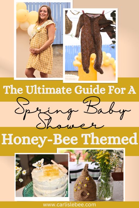 Link to a Guide for a Spring Baby Shower Honey-bee Theme with Decorations Honey Bee Baby Shower Ideas Boy, Bee Baby Shower Food, Bee Baby Shower Decoration, Honey Bee Baby Shower, Beeswax Food Wrap, Mommy To Bee, Bumble Bee Baby Shower, Bee Baby Shower Theme, Spring Baby Shower