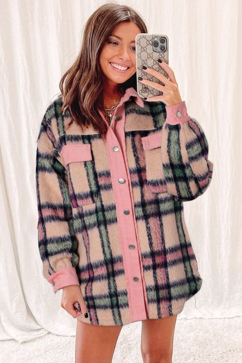 Corduroy Patchwork, Pink Corduroy Jacket, Lisa Fischer, Patchwork Designs, Pink Plaid, Corduroy Jacket, Plaid Print, Bold Fashion, Jacket Style